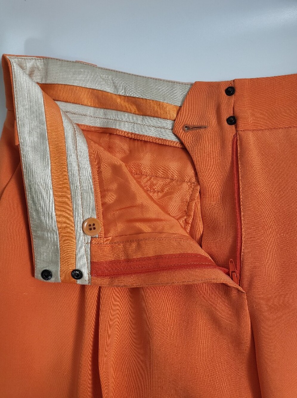 Giorgio Armani Orange Silk -Straight Wide Leg Pants Maximalist Bougie 44 / 8/10 - Picture 6 of 8